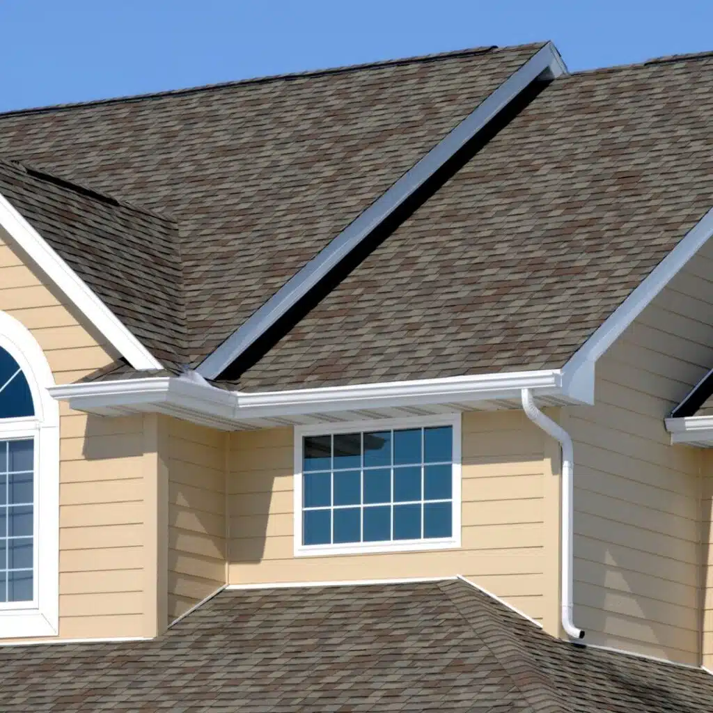 Completed asphalt shingle roof on a residential home