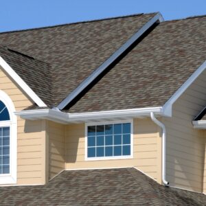 Completed asphalt shingle roof on a residential home